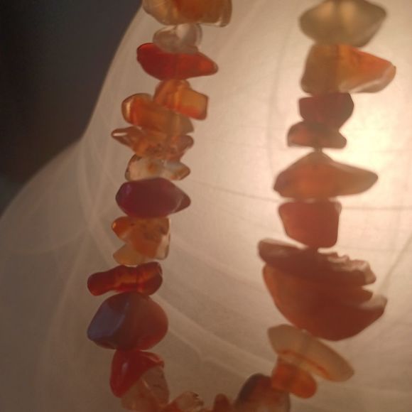 Real agate necklace, lightly polished stones, amber colouring - Picture 10 of 13